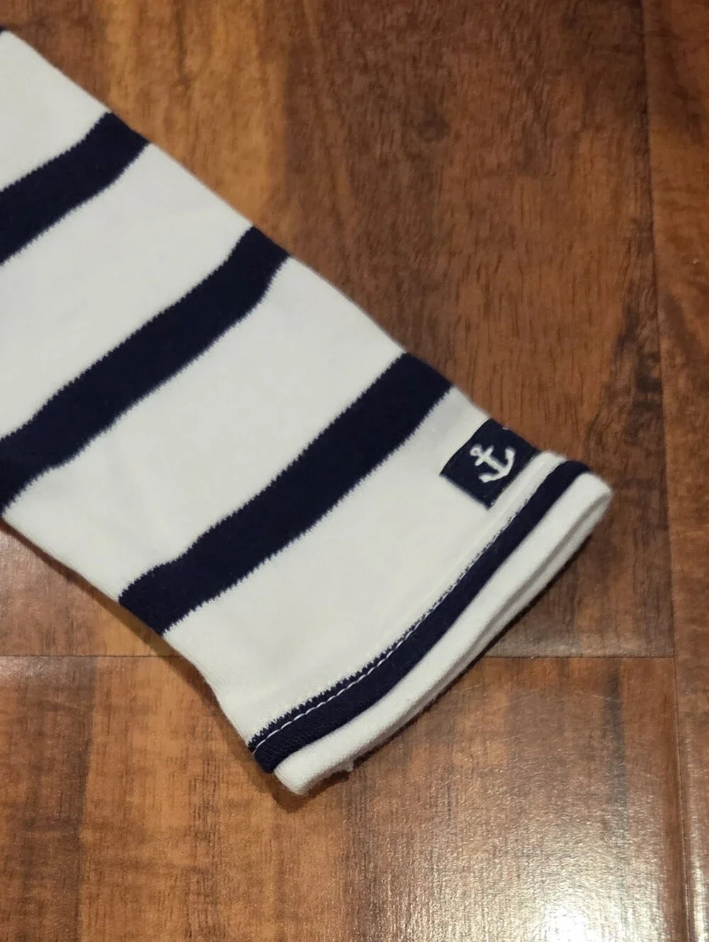 Janie and Jack NWT 6-12 Months White/Navy Striped Anchor Footie Romper